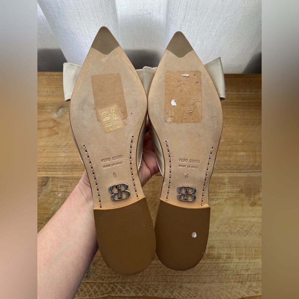 BeautiiSoles By Robyn Shreiber Ella Ivory Flats Made in Italy Women's Size 6 New - Picture 6 of 8